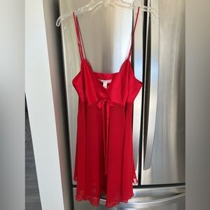 Victorias Secret Red Satin bodice, crepe skirt lingerie. Adjustable straps. L.